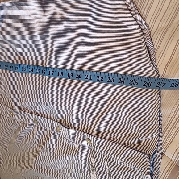 Doe & Rae Cotton Blue White Fine Striped Ruffle Sleeves Button-up Blouse Top L - Picture 11 of 11